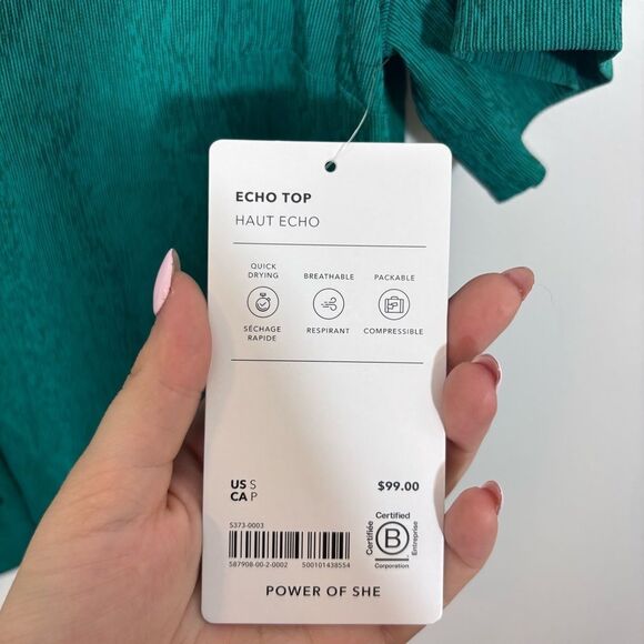 Athleta Echo Top NEW with tags Size Small Textured Green - Picture 10 of 13